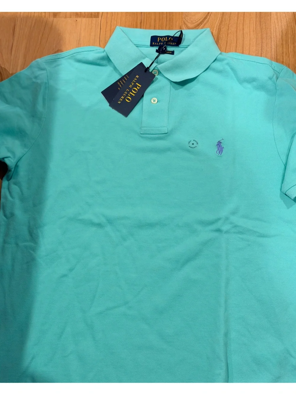 Ralph Lauren Aqua Polo Shirt with Purple Pony NWT